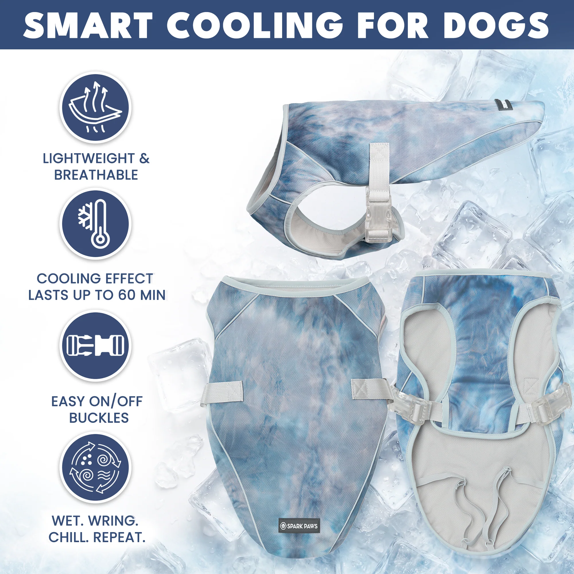 Dog Cooling Vest (2-pack) - Ice Blue & Tropical Storm - Image 4
