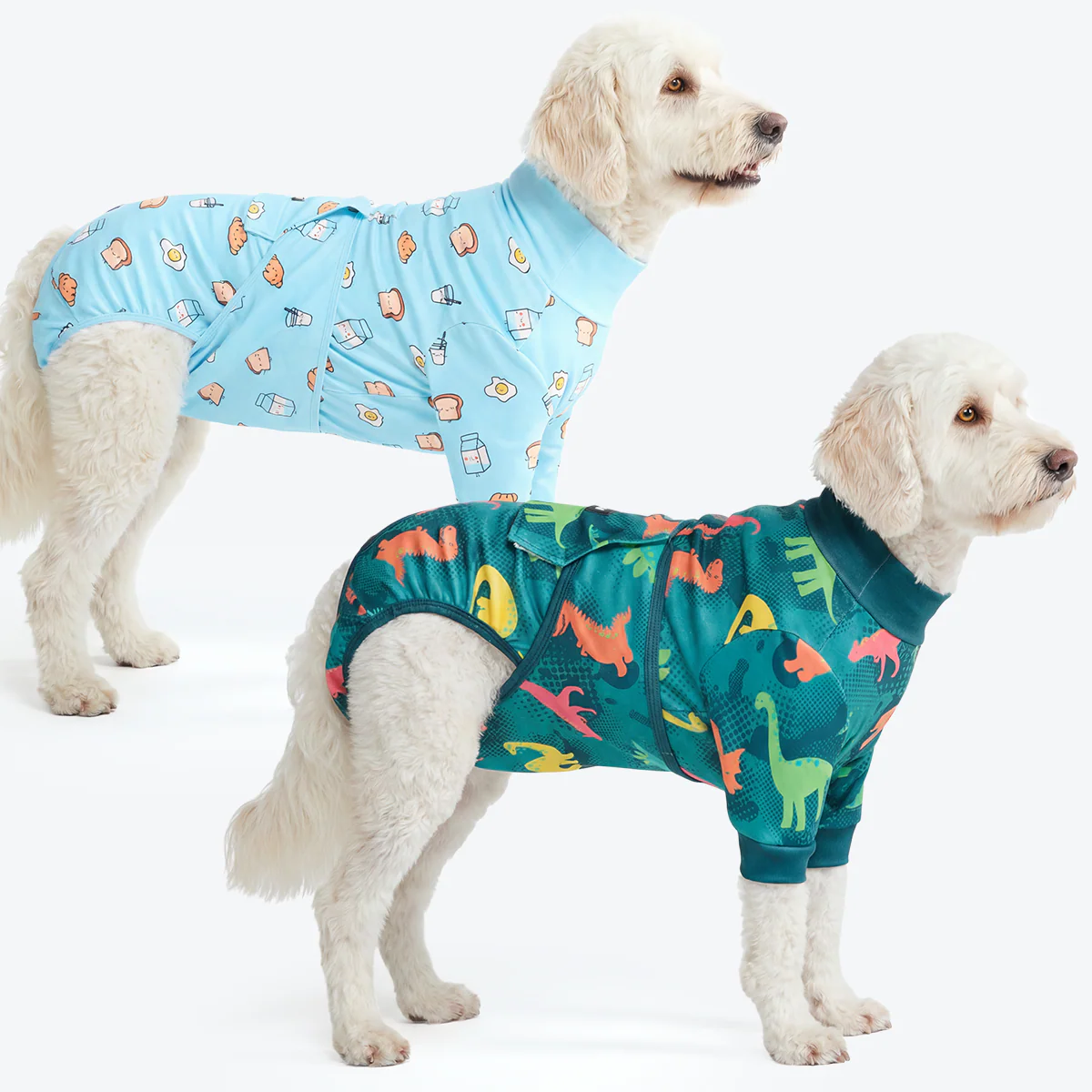 Dog Surgical Suit (2-pack) - Breakfast Blue and Dinosaurs - Image 4