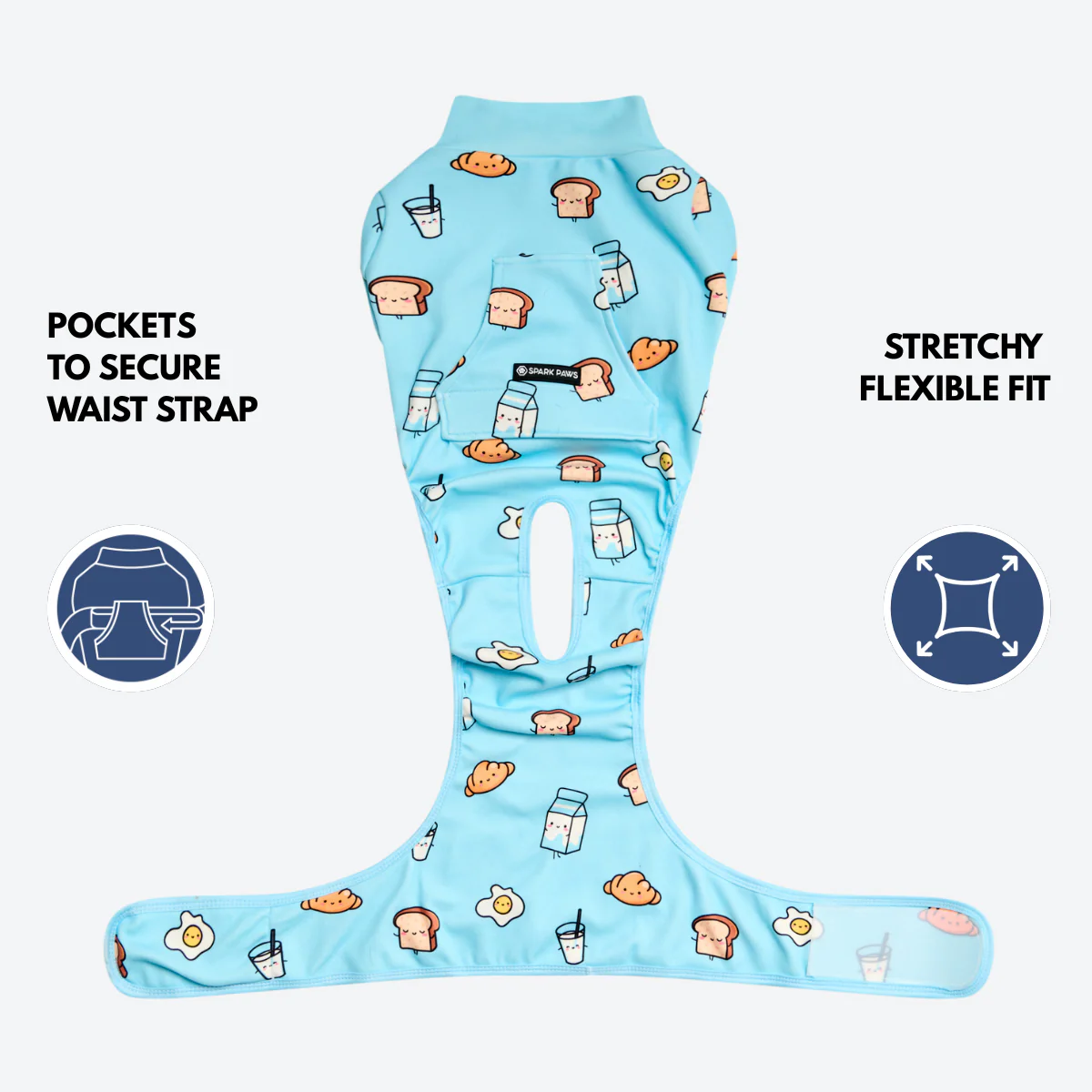 Dog Surgical Suit (2-pack) - Breakfast Blue and Dinosaurs - Image 9