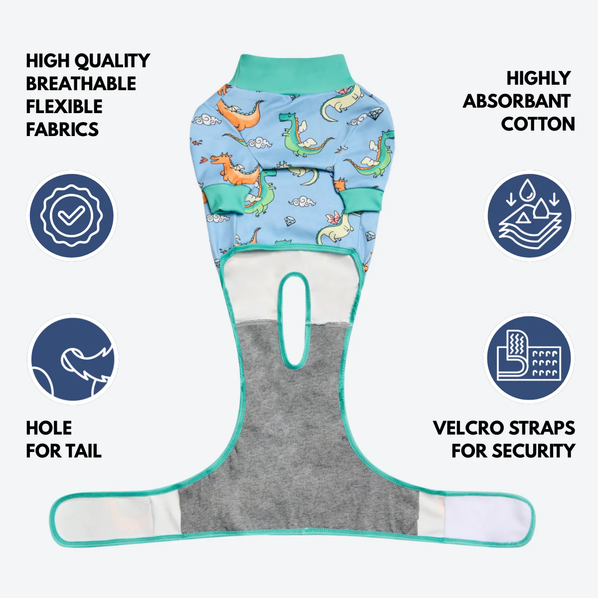 Dog Surgical Suit (2-pack) - Dinosaurs and Dragons - Image 8