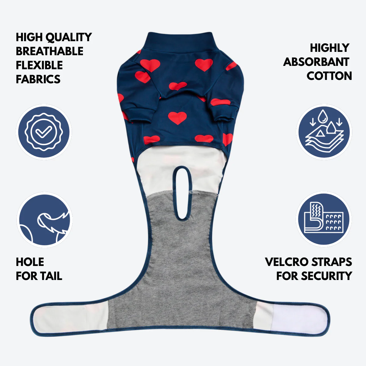 Dog Surgical Suit (2-pack) - Dinosaurs and Hearts - Image 9